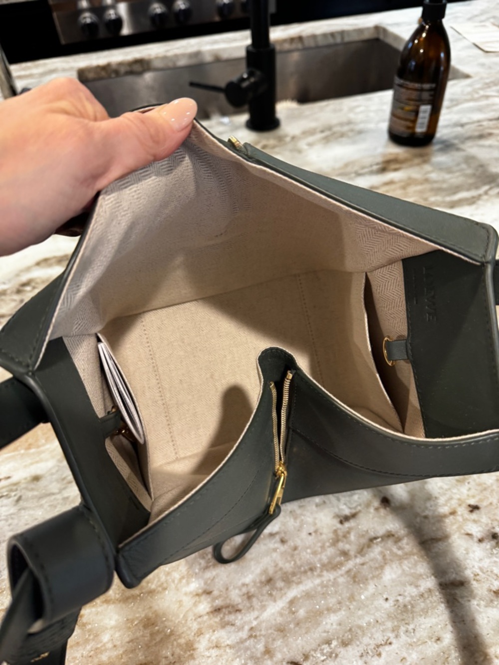Loewe Mini Tote in Dark Green Leather - Picture 3 of 8